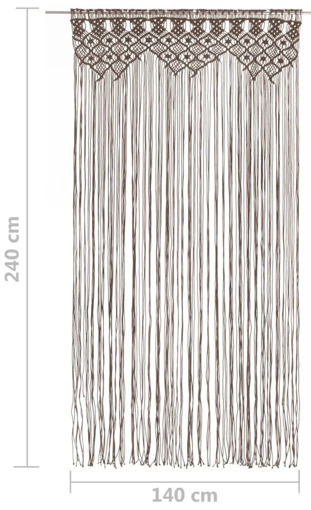 Cortina em macramé 140x240 cm algodão cinzento-acastanhado