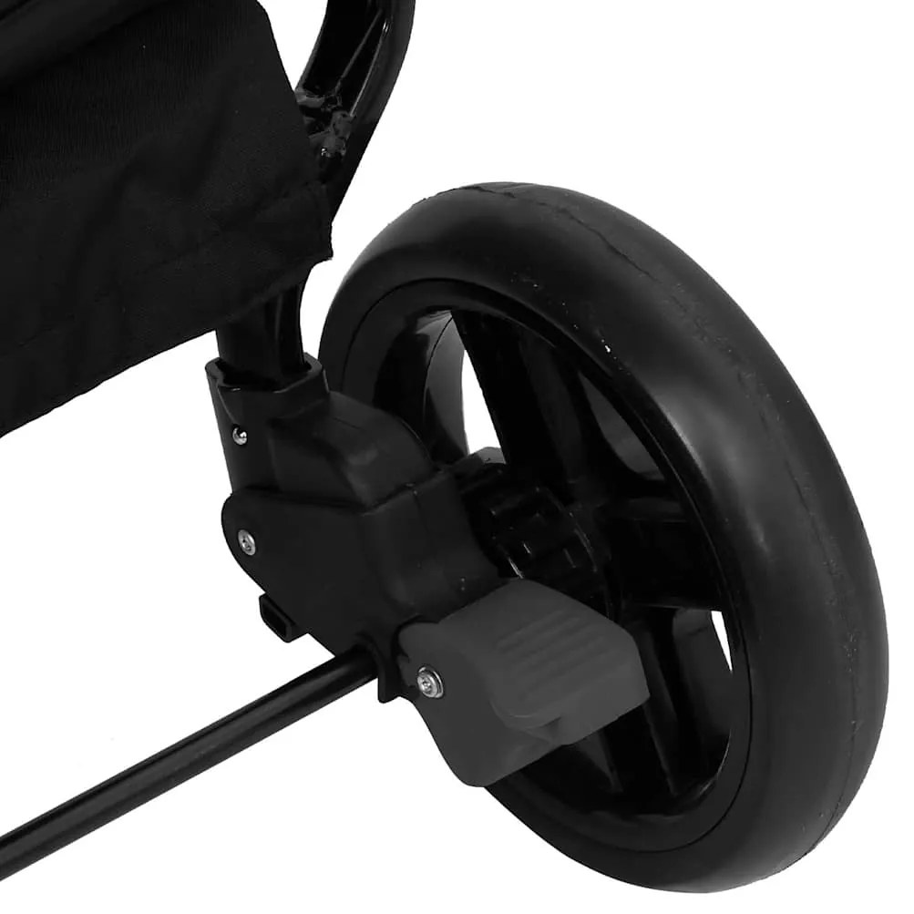 Carrinho de bebé para gémeos aço cinzento-escuro e preto