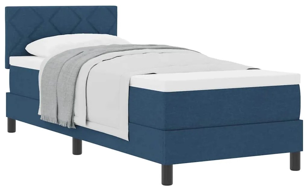 Cama Box Spring com Colchão Azul 80x200 cm Tecido