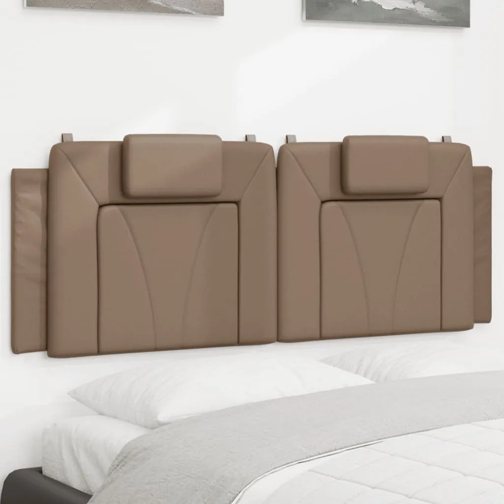 vidaXL Almofadão de cabeceira 140 cm couro artificial cappuccino