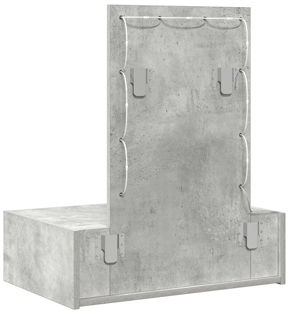 Mesa de Maquiagem Suspensa com Luzes LED Cinza Concreto