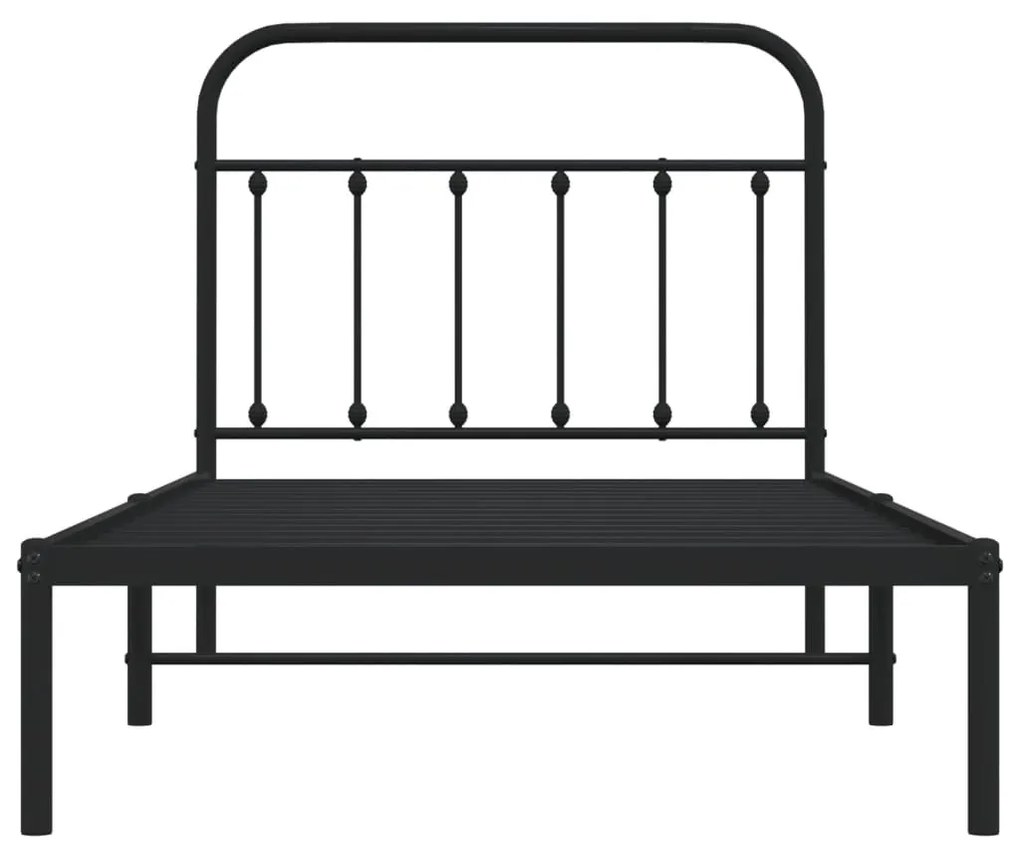 Estrutura de cama com cabeceira 100x190 cm metal preto