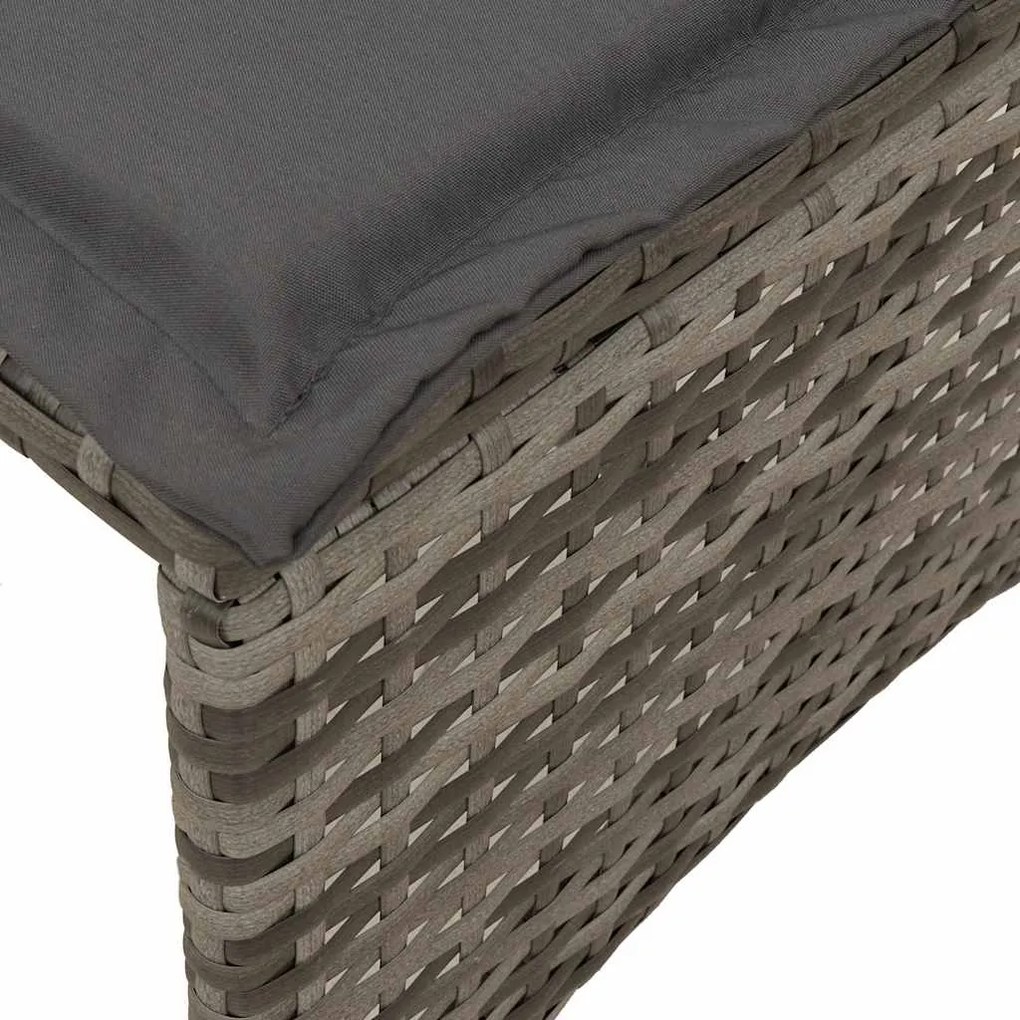 5 pcs conjunto sofás de jardim c/ almofadões vime PE cinzento