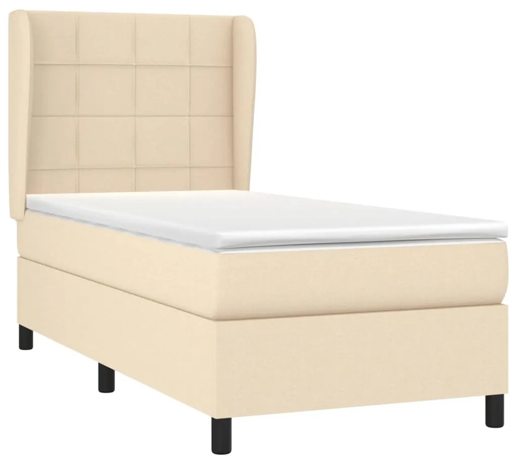 Cama com molas/colchão 90x190 cm tecido cor creme