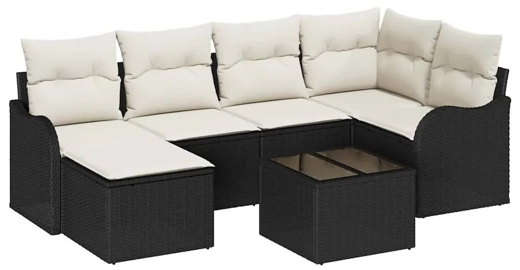 Conjunto de Sofá de Jardim de 6 Peças com Almofadas Marrons em Rattan