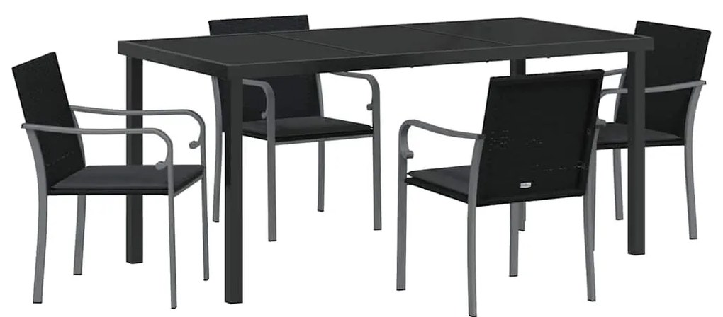 Conjunto de Jantar de Jardim com 5 Peças e Almofadas - Rattan Poliéste