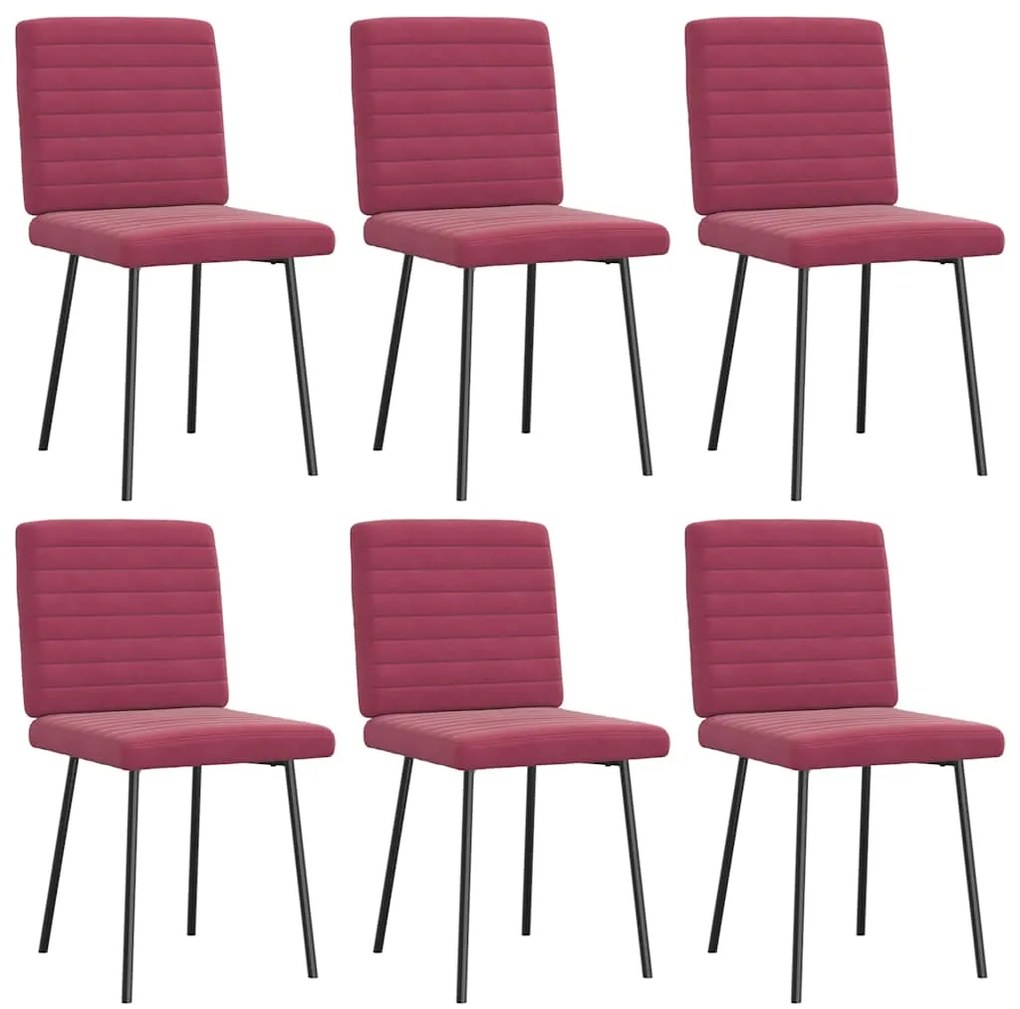 vidaXL Cadeiras de jantar 6 pcs veludo vermelho tinto
