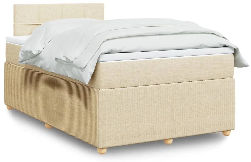 Cama boxspring com colchão 120x190 cm tecido cor creme