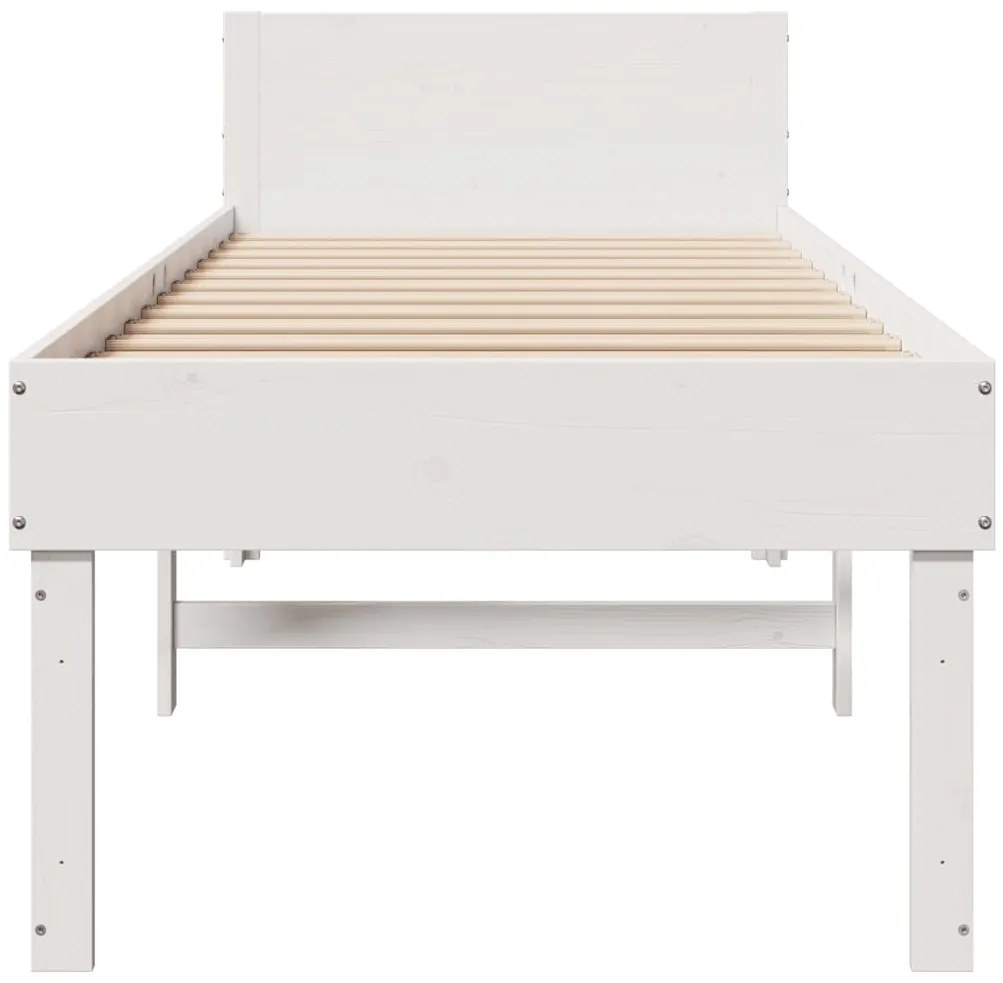 Cama sem colchão 75x190 cm madeira de pinho maciça branco