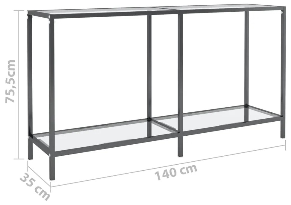 Mesa consola transparente 140x35x75,5 cm vidro temperado