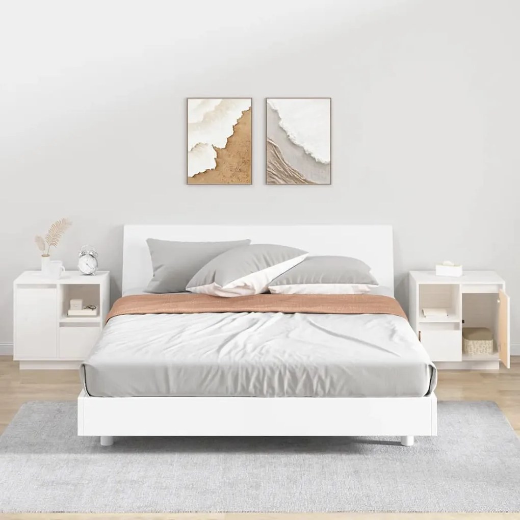 vidaXL Mesas de cabeceira 2 pcs 50x34x50 cm pinho maciço branco