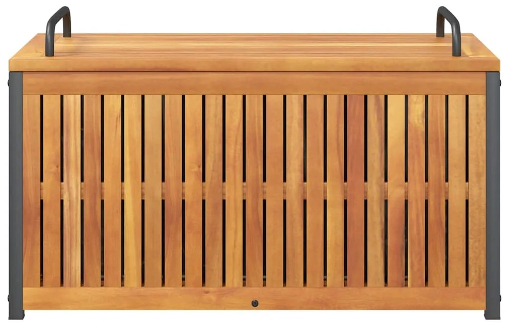 Caixa p/ almofadões de exterior 85x45x45/53cm acácia maciça/aço