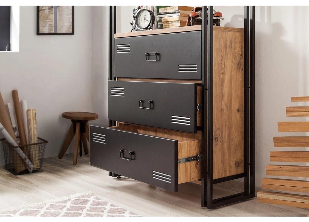 Estante Cosmo – Pinho Atlântico Preto – 90x180x35 cm
