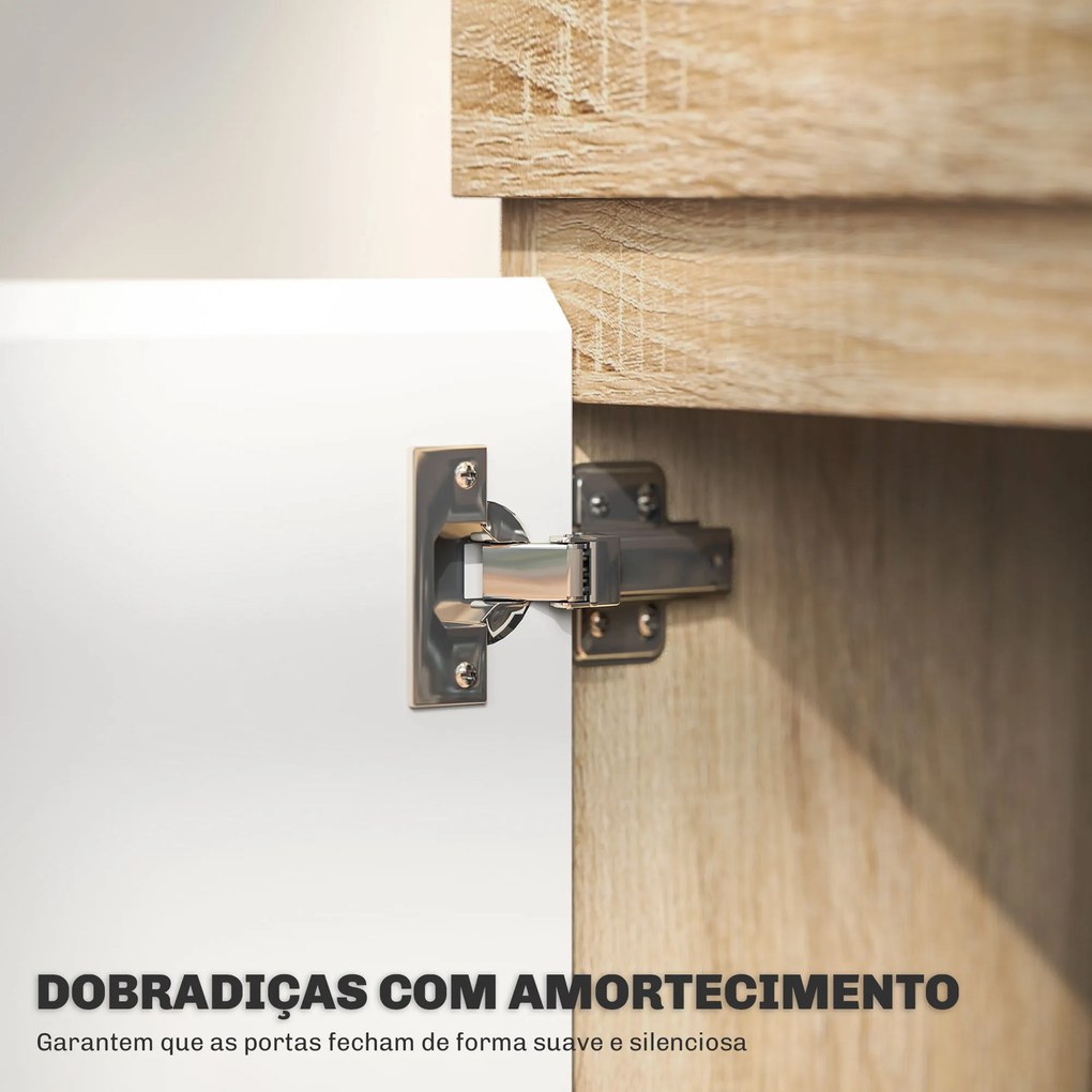 Móvel de TV com 2 Portas Prateleira Aberta Móvel de TV Televisóres de 60 Polegadas 140x40x48 cm Branco e Madeira