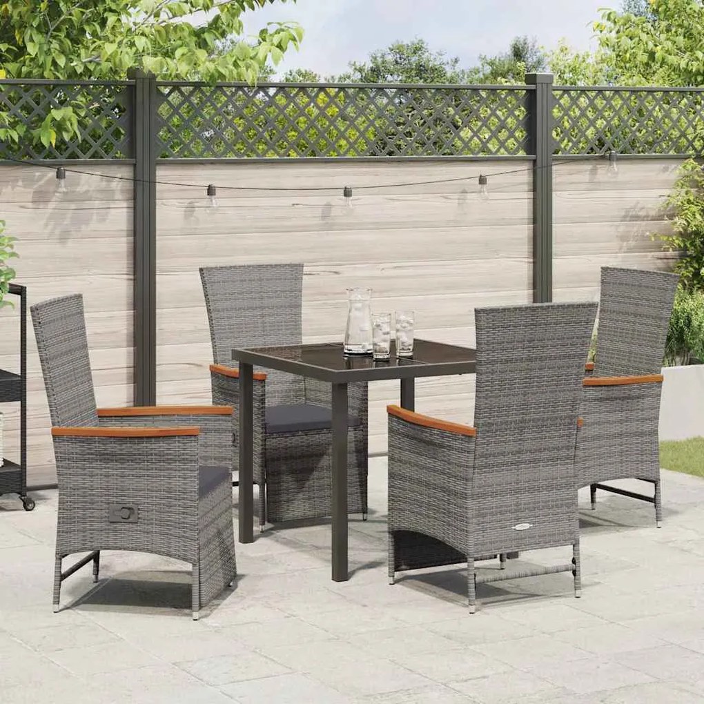 Cadeiras de Jardim Reclináveis com almofada 5 pcs