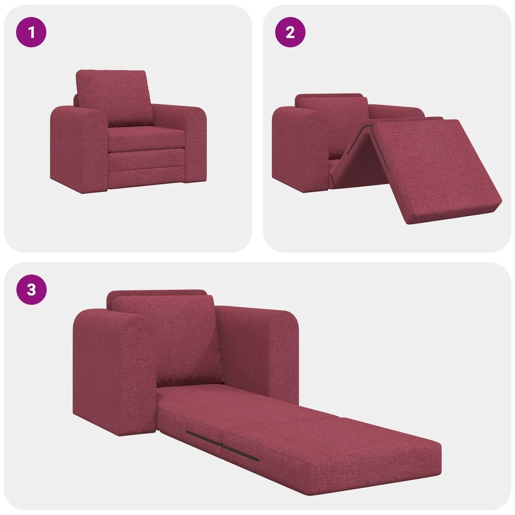 Sofá Cama 2 em 1 Bordô 98x71x83 cm Tecido