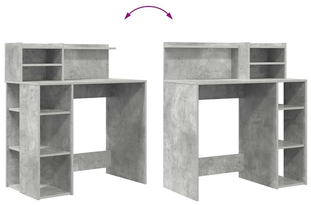 Mesa com Armazenamento Cinza Concreto 90x48x101.5 cm Madeira Derivada