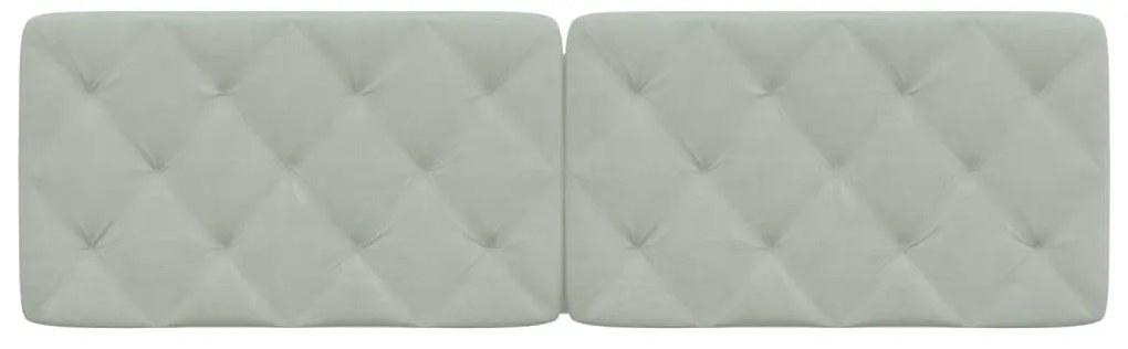 Almofadão de cabeceira 160 cm veludo cinzento-claro