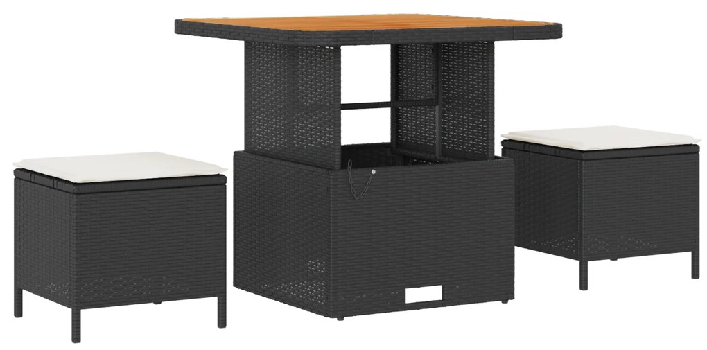 Conjunto de sofá de jardim com 11 peças com almofadas preto vime PE ac