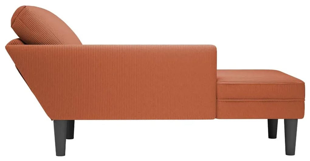 Chaise lounge com almofada tecido corduroy laranja