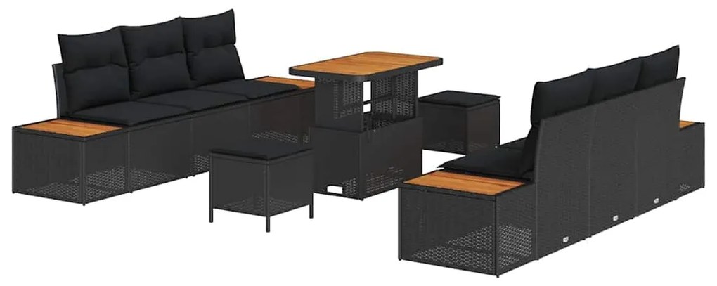 Conjunto de Sofá de Jardim vidaXL de 9 Peças com Almofadas - Vime Plás