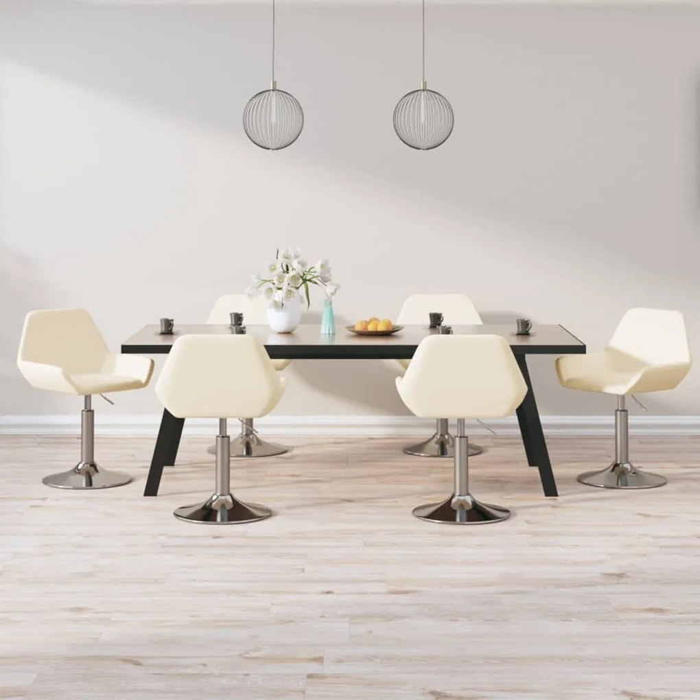 vidaXL Cadeiras de jantar giratórias 6 pcs tecido cor creme