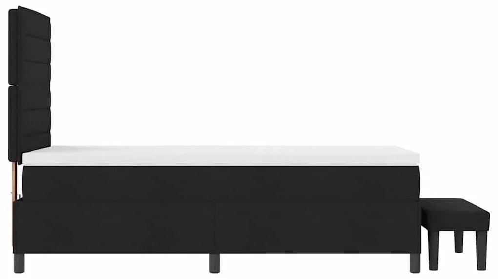 Cama Box Spring com Colchão e Banco Preto 80x200 cm Tecido