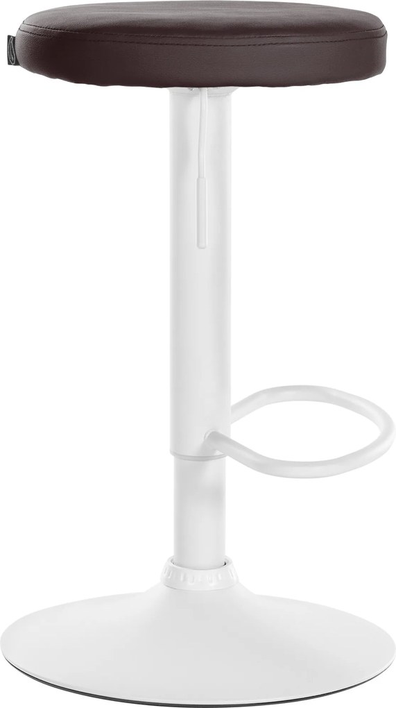 Conjunto de 2 bancos altos em couro sintético de estrutura branca 60-81 x 38,5 cm castanho