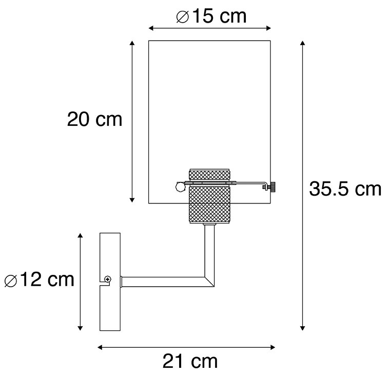 Candeeiro de parede design preto com vidro fumê - Dome