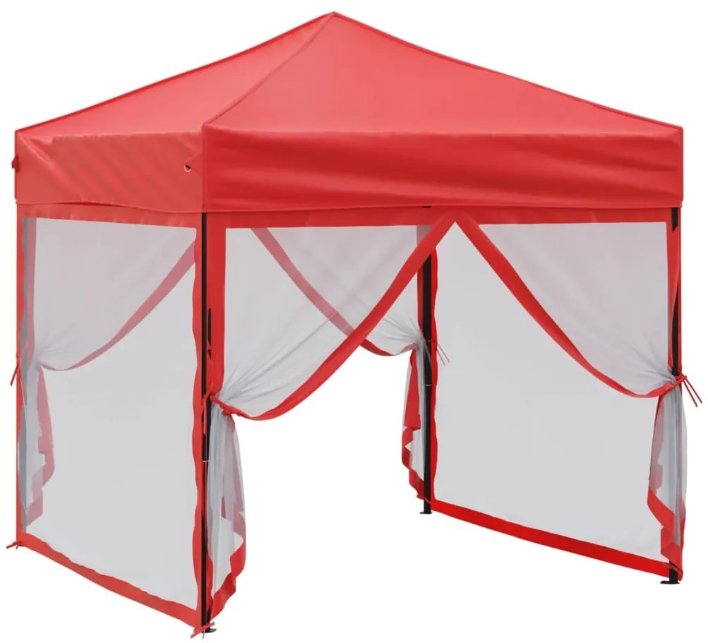 Tenda para festas dobrável com paredes laterais 2x2 m vermelho
