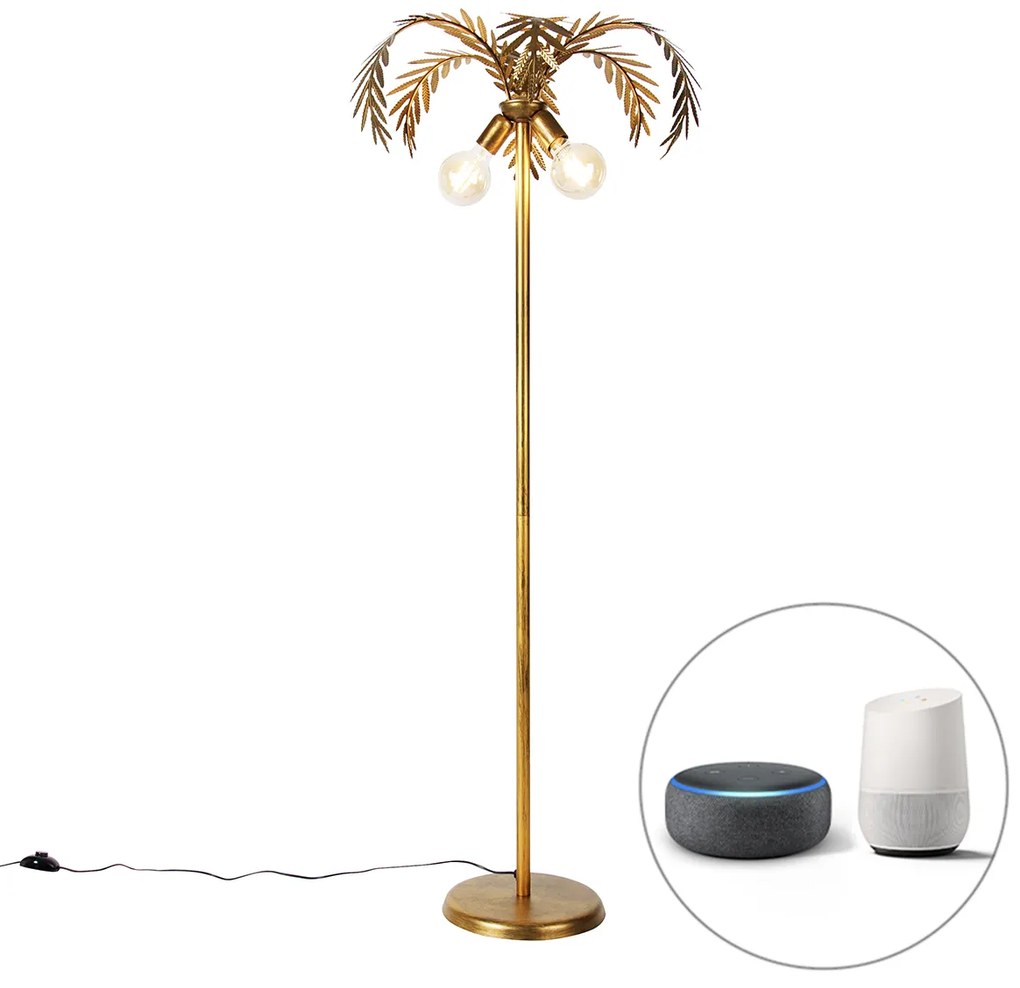 LED Candeeiro de pé inteligente dourado 156cm com 2 G95 Wifi - Botanica Retro