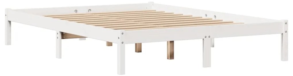 Cama sem colchão 150x200 cm madeira de pinho maciça branco