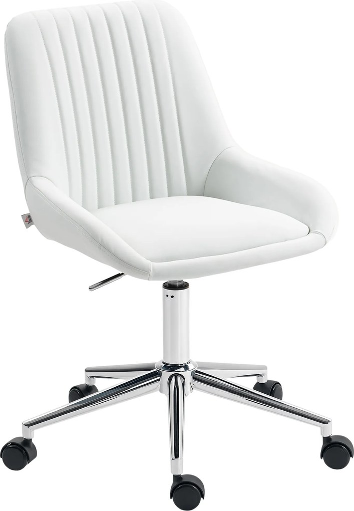 HOMCOM Cadeira de escritório sem braços, cadeira de escritório com altura ajustável, 52x58x80-90cm, branco | Aosom Portugal