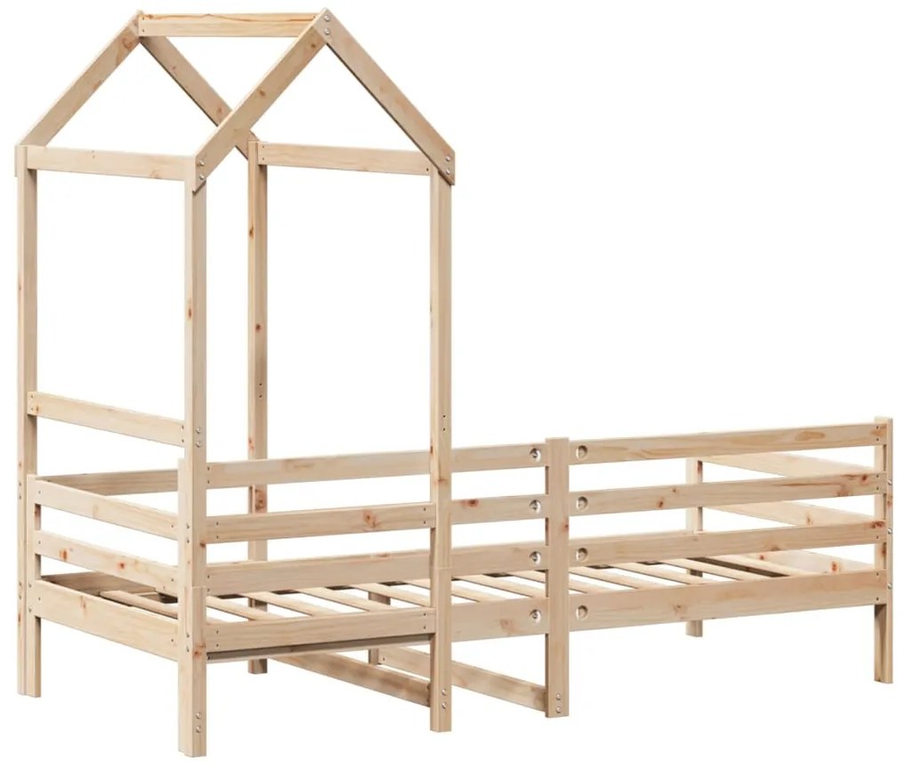 Sofá-cama com telhado 90x200 cm madeira de pinho maciça