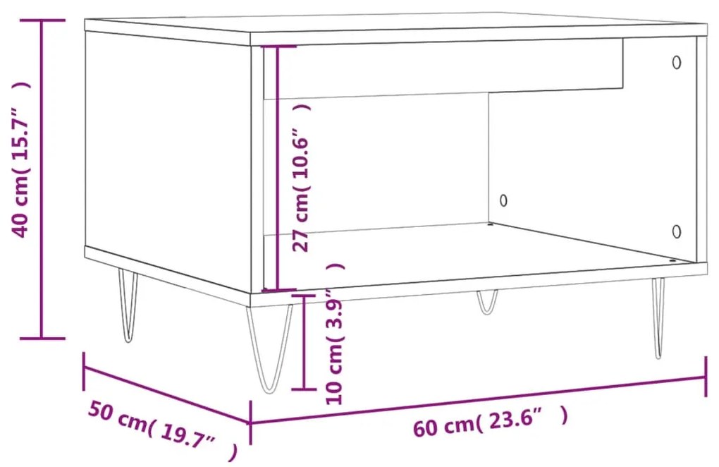 Mesa de centro 60x50x40 cm derivados de madeira preto
