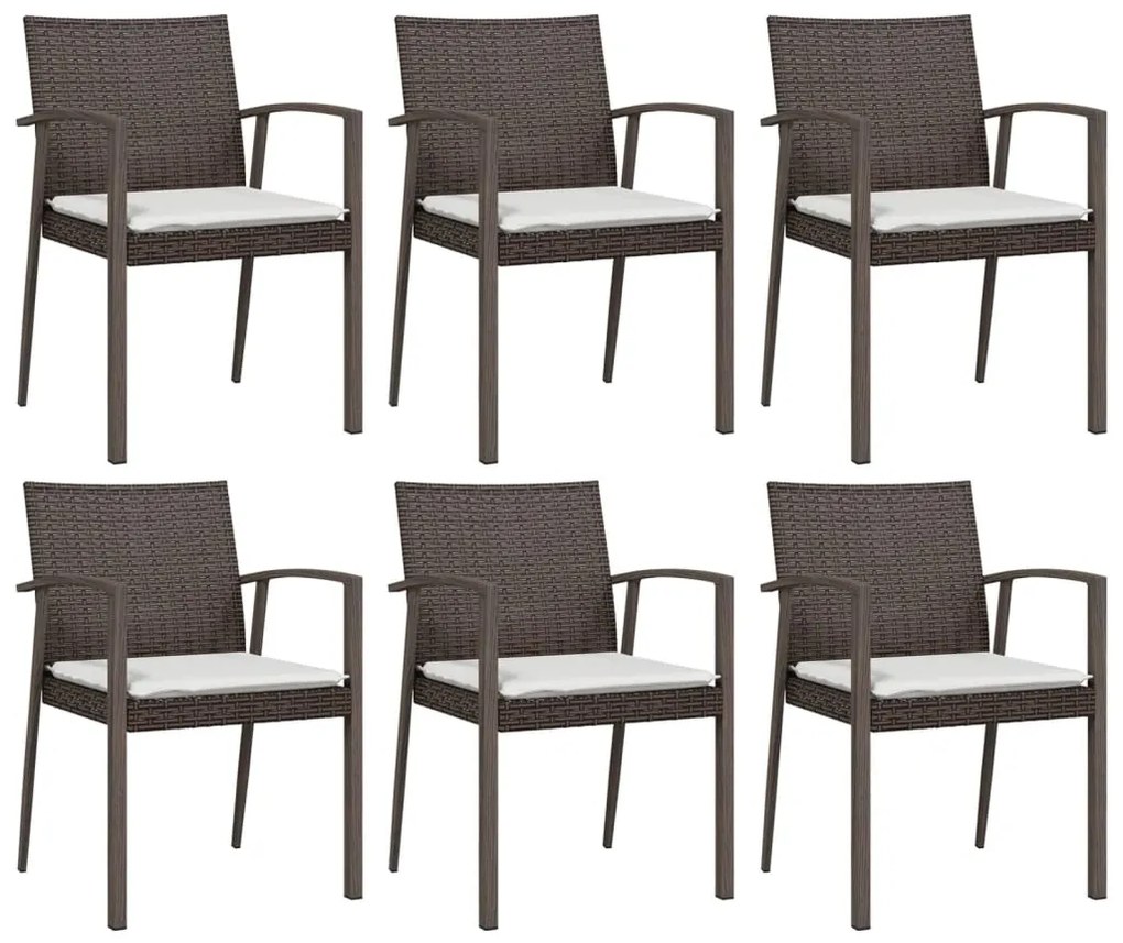 7 pcs conjunto de jantar p/ jardim c/ almofadões vime PE e aço