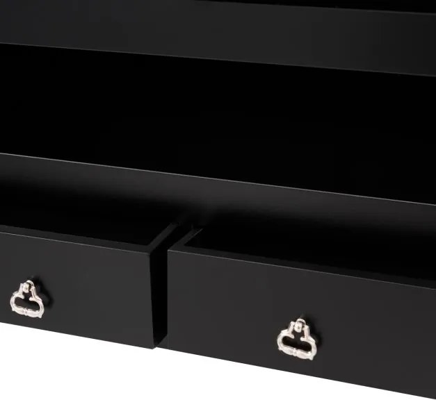 Armário para joias em madeira com espelho de parede e LED interno 33,5 x 10 x 120 cm Preto