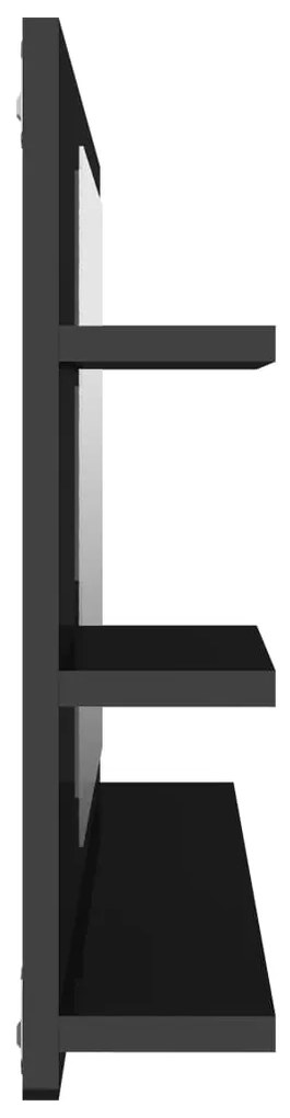 Espelho de casa de banho 90x10,5x45cm contrap. preto brilhante
