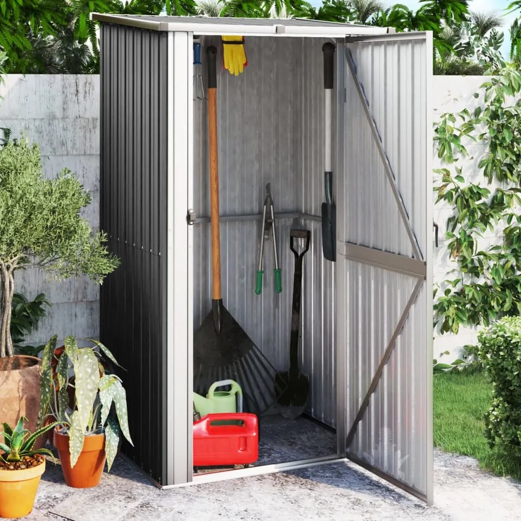 150901 vidaXL Abrigo de jardim 118,5x97x209,5 cm aço galvanizado antracite
