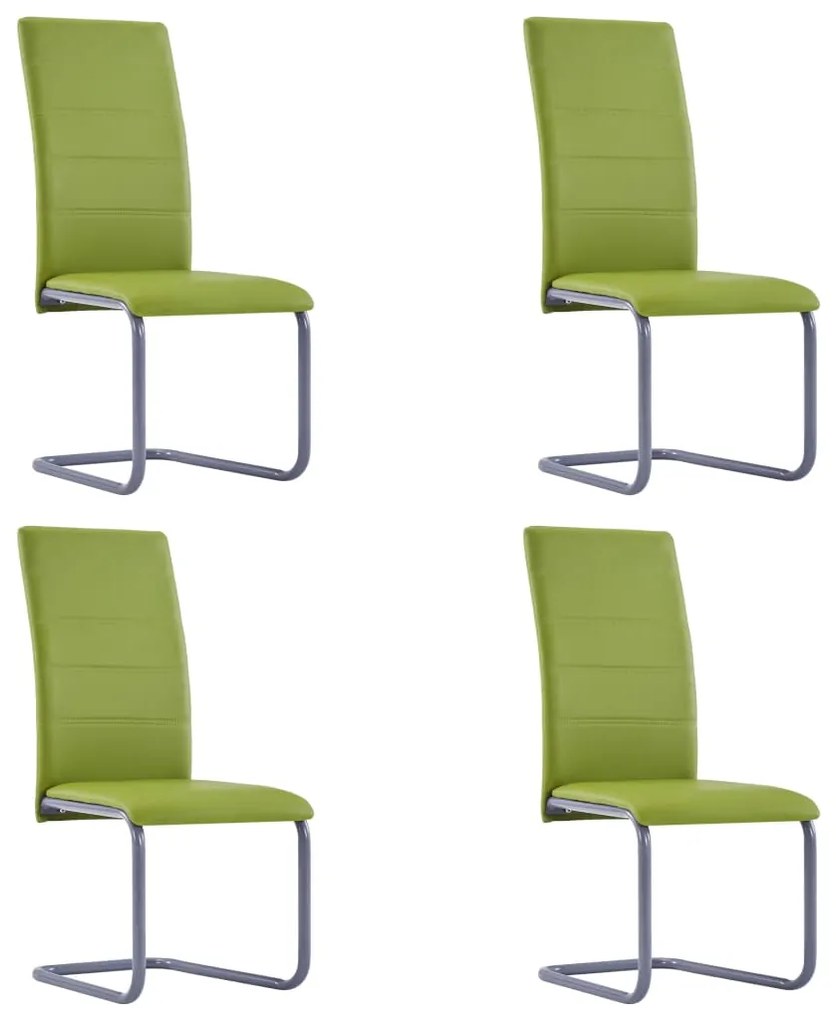 vidaXL Cadeiras de jantar cantilever 4 pcs couro artificial verde