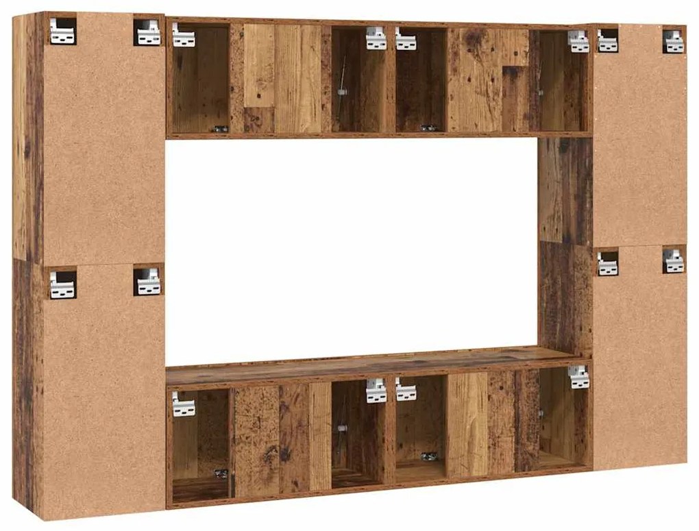 Conjunto de móvel de TV 8 pcs Madeira antiga 60 x 30 x 30 cm