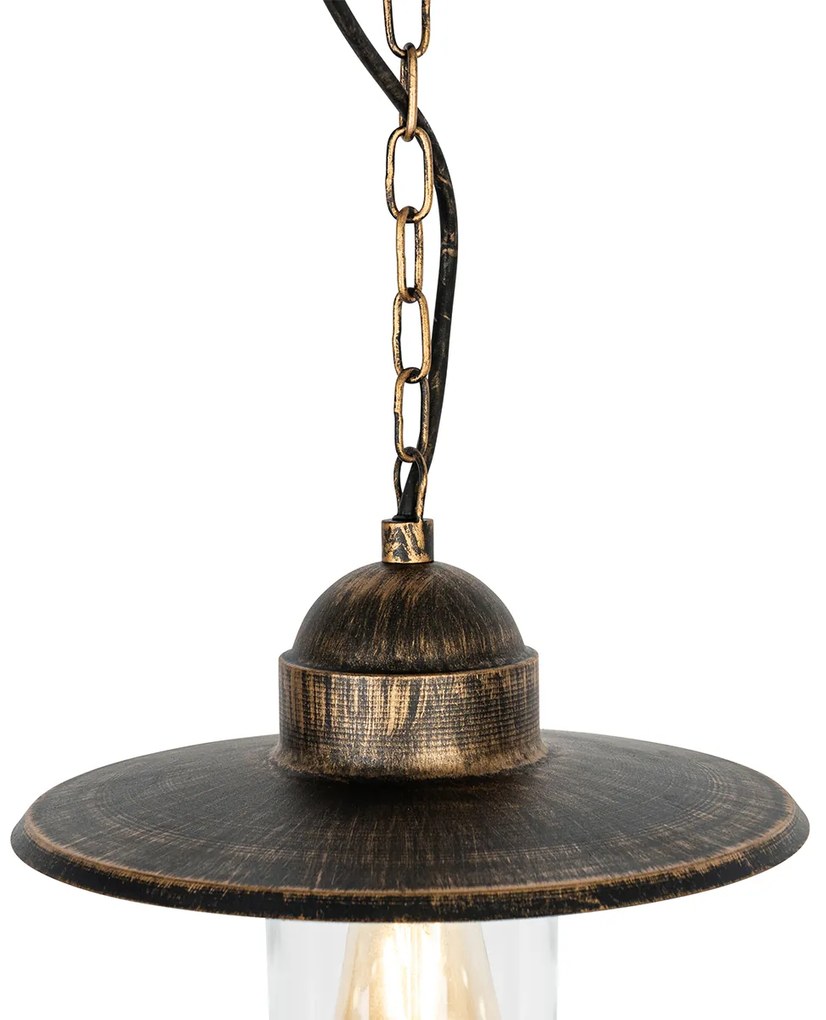 Candeeiro de suspensão exterior rústico ouro antigo IP44 - Kansas