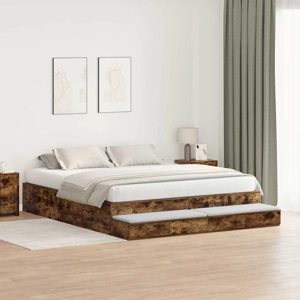 Estrado de Cama Carvalho Defumado 200x200 cm