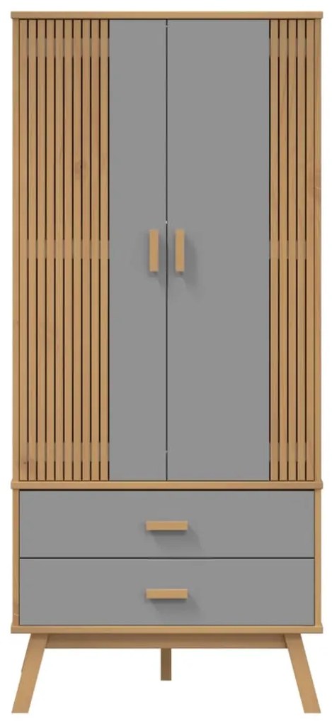 Roupeiro OLDEN 76,5x53x172 cm pinho maciço cinzento e castanho