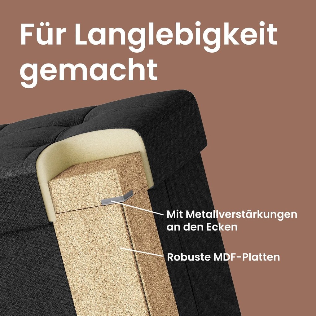 Banco com espaço de arrumação 38 x 38 x 40 cm preto