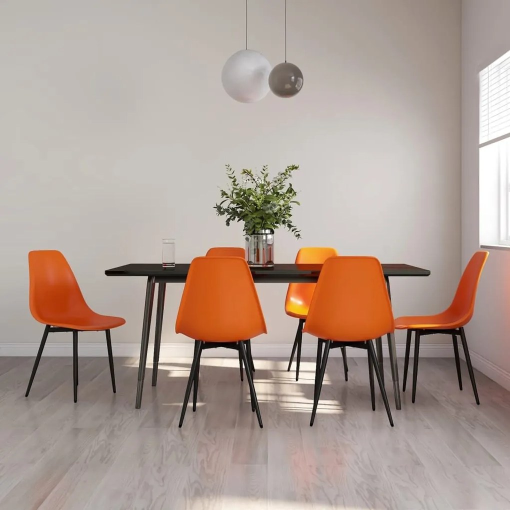 vidaXL Cadeiras de jantar 6 pcs PP laranja