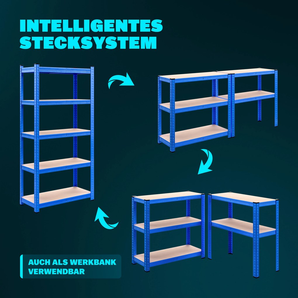 Estante para cargas pesadas até 875 kg 180 x 90 x 40 cm Azul