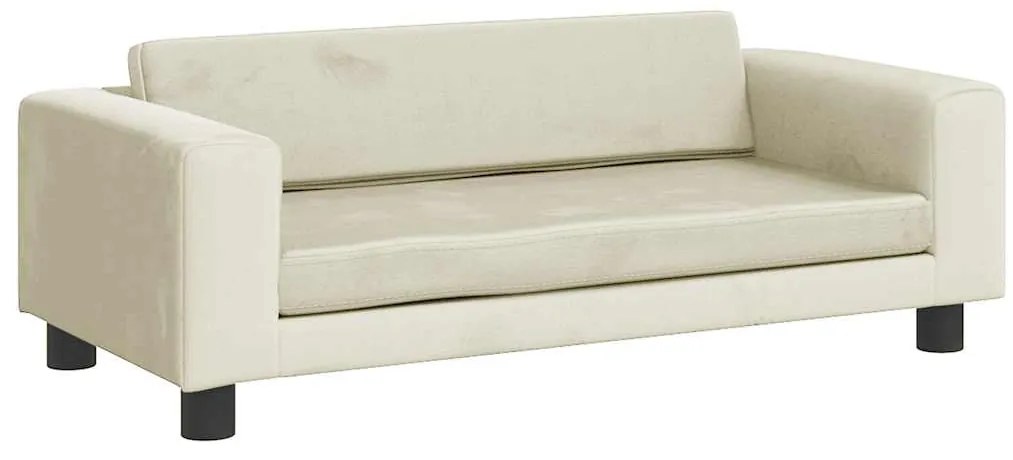 Sofá infantil com apoio de pés 100x50x30 cm veludo cor creme