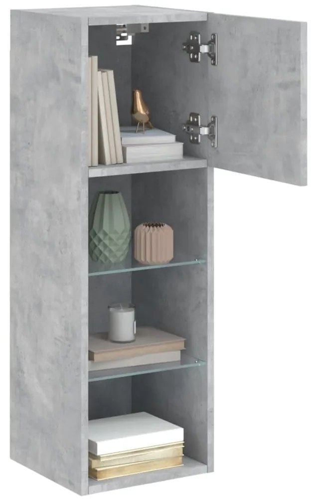 Móvel de TV com luzes LED 30,5x30x90 cm cinzento cimento
