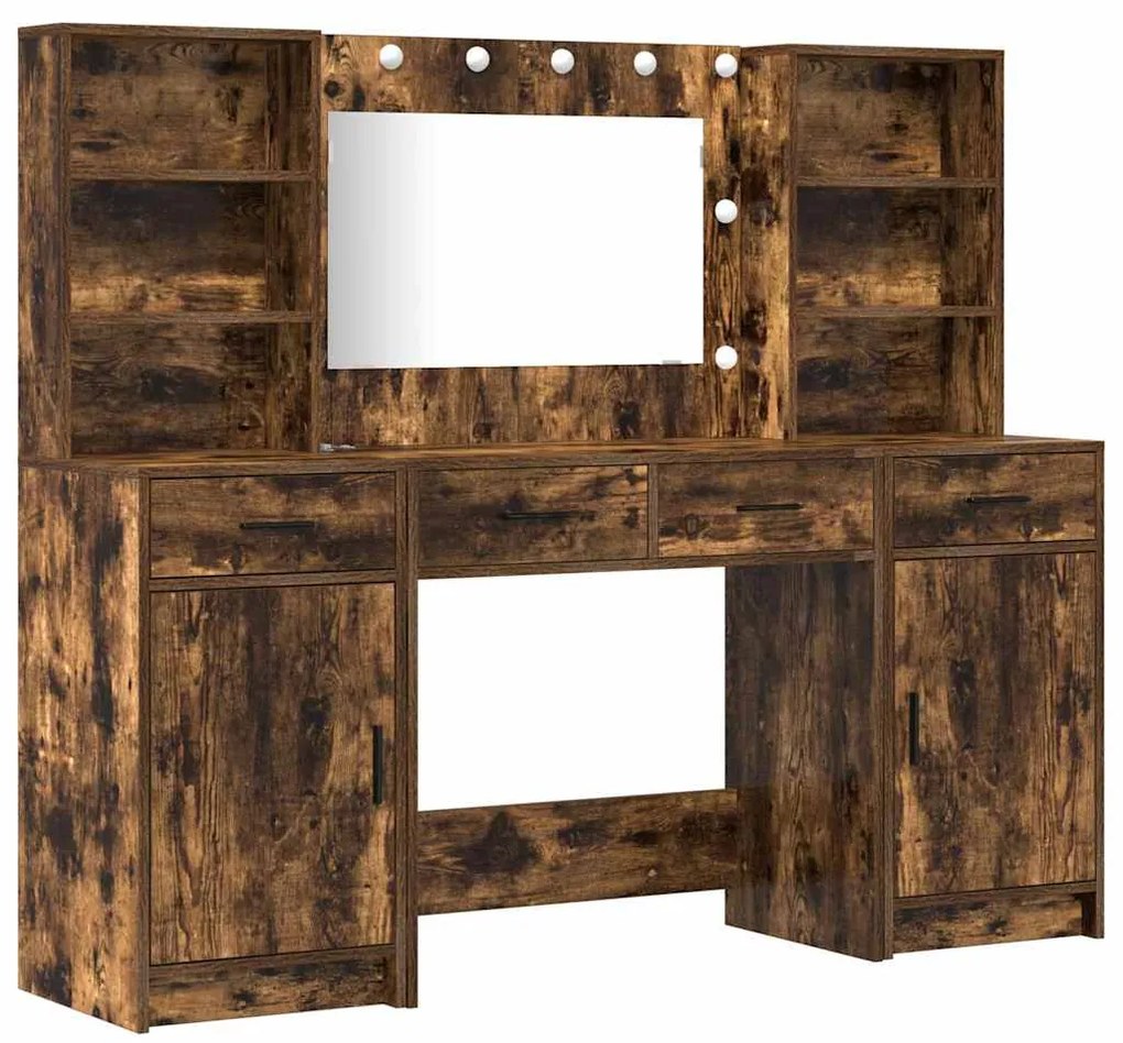 Conjunto de Mesa de Maquiagem de 3 Peças vidaXL em Madeira de Carvalho
